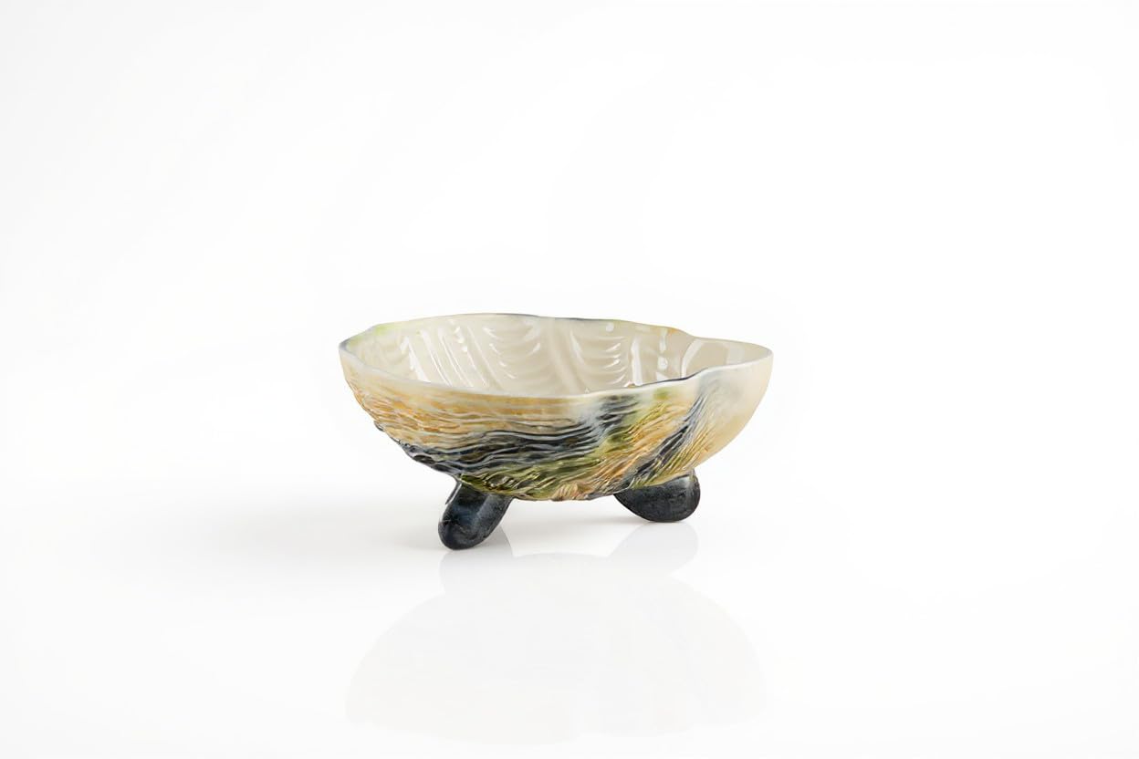 Petit bol en céramique de 18 cm, aspect coquille d'huître, en grès fabriqué
