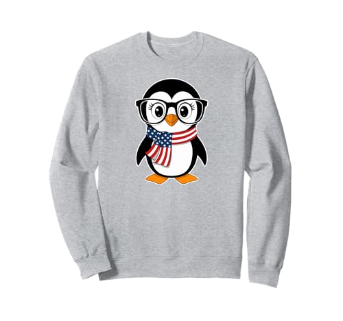 Penguin USA Flag Love Penguins Patriotic 4th of July Sudadera
