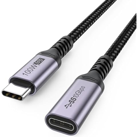 DteeDck USB C Extension Cable 6.6ft, 100W Charging/10Gbps Data Transfer/4K Video USBC 3.2 Type C Extender Cord, USB3.2 Gen2 Male to Female for Laptop Tablet Mobile Phone and More Cover