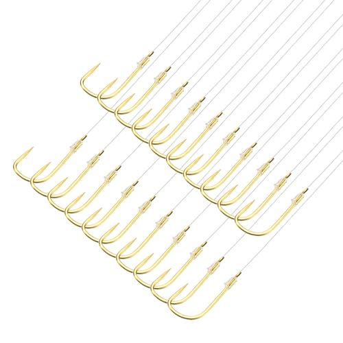 Double crochet de pêche doré 3# avec ligne en nylon de 36cm PATIKIL