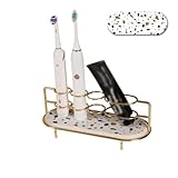 NiuLumea Soporte para cepillo de dientes de diatomita con marco de metal, organizador de fregadero de baño absorbente de agua de secado rápido para pasta de dientes, limpiadores y artículos de tocador