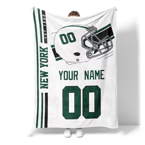 Image of New York J Throw Blanket Custom Name and Number Personalized Gifts for Men and Women
