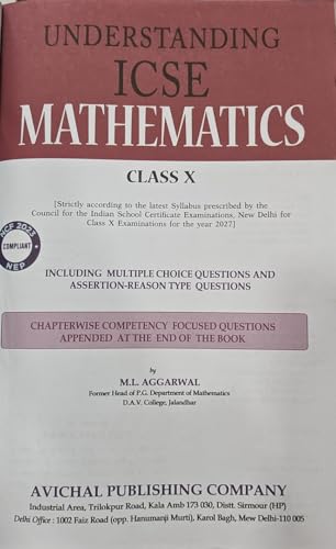 Image of Understanding ICSE Mathematics Class X by M L Aggarwal, Including Competency Focused Questions