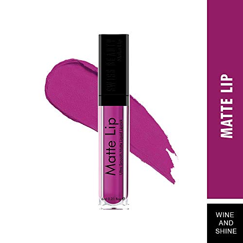 Image of Swiss Beauty Ultra Smooth Matte Liquid Lipstick, Smooth Lip Color, Weightless Finish, Silky Matte Finish, Shade- Wine and Shine, 6ml