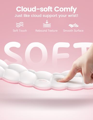 Vaydeer Cloud Keyboard Wrist Rest Set – Ergonomic Memory Foam Wrist Pad for Computer, Laptop & Gaming, Non-Slip Cute Desk Accessories for Office(Keyboard Rest + Mouse Rest + Coaster) - Thumbnail 2