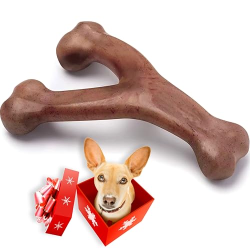 Tough Dog Toys for Aggressive Chewers, Real Bacon Flavoured Bone,...