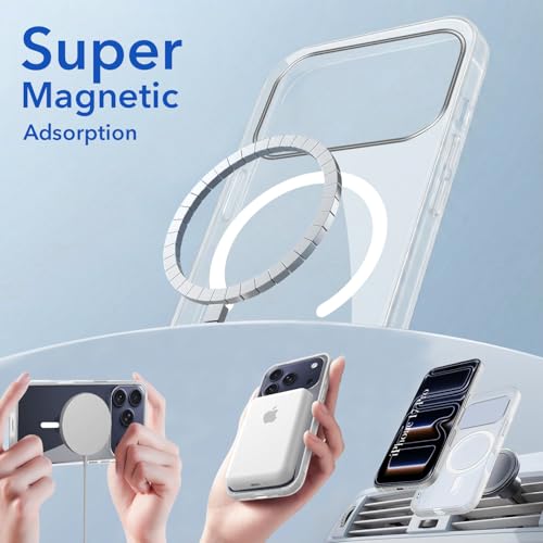 Image of Jkobi Lifetime Anti-Yellow MagSafe Compatible Clear Back Case Cover for Apple iPhone 17 Pro (Sleek Hard Crystal | Camera Protection and Shockproof)