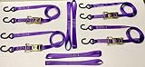 8 pc Heavy Duty Motorcycle, ATV Ratcheting 1" x10' Tie-Down Strap Kit Color Purple