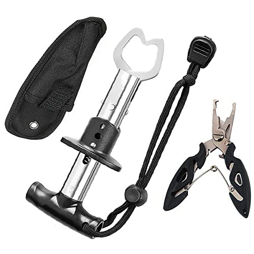 Juego de alicates y tijeras de agarre de peces, cortador de línea de anzuelo, equipo de pesca de anillo dividido, herramientas multifunción con bolsa de almacenamiento y patio ajustable [estilo C]