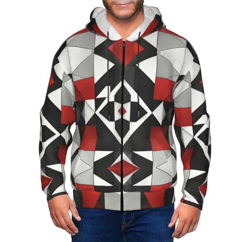 Sweat à capuche décontracté pour homme à motif géométrique abstrait