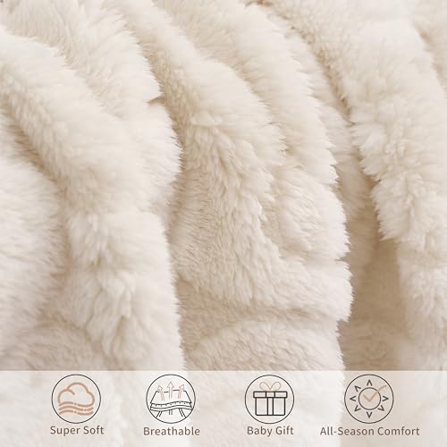 Image of Pro Goleem Elephant Baby Blanket, Baby Fleece Blanket for Boys & Girls, 30 inch x 40 inch Soft Crib & Stroller Blanket for Newborns and Toddlers, (Cream White)