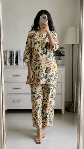 Image of RANGRIKA.in Co-ord Set for Women Stylish | Kurta Set for | Short Kurti with Palazzo | Ethnic Jaipuri Kurti Set | Kurti Palazzo Set | Salwar Suit