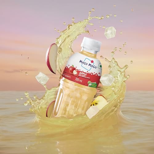 Image of Mogu Mogu Apple Juice Drink with Nata de Coco Jelly 320ml (Pack of 6)| Refreshing Tropical Thai-Made Sip & Chew Beverage