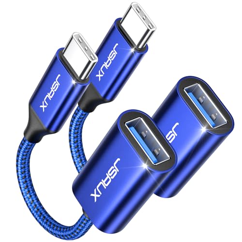 Image of JSAUX USB C to USB Adapter [2 Pack], USB Type C Male to USB 3.0 Female OTG Cable-Blue