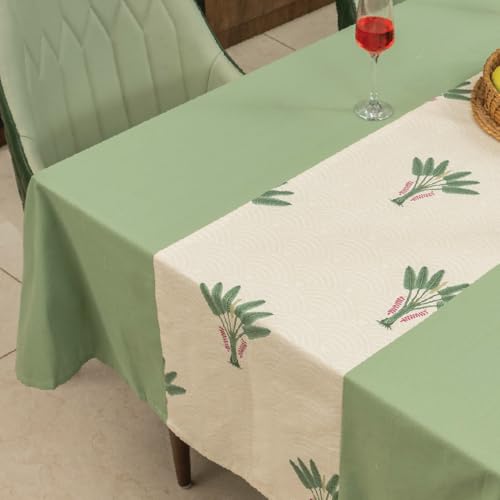 Image of Urban Space 100% Cotton Dining Table Cover for 4 Seater, Rectangular Table Cloth with Panelled Design, 4 Seater Cotton Table Cover(Palm Lagoon Green, 4 Seater, 48 inch x 72 inch)