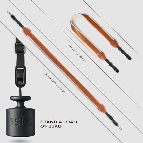 C Coiro Padded Leather Camera Strap with Quick Release, Configurable as Sling, Neck Adjustable DSLR SLR Camera Shoulder Strap for Photographers, Tan - Thumbnail 3