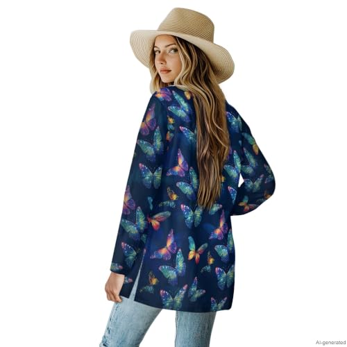 Image of Cardigan Sweaters for Women Long Sleeve Cardigan Soft Drape Open Front Fall Dusters V-Neck Jackets Dressy Loose Coat