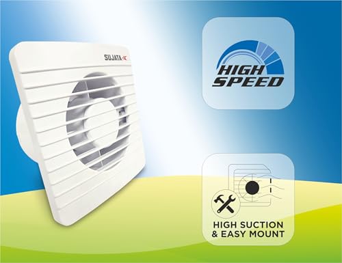 Image of Sujata 4 Inch Premium Exhaust Fan for Kitchen, Bathroom & Office | 2 Years Warranty | 100MM High Speed Exhaust Fan | 2600 RPM | 100% Copper Winding Motor | Strong Air Suction (APB207 - White)