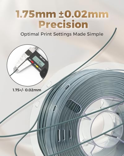 Image of VOXELAB Silk+ PLA Filament 1.75mm, Shiny Chrome-Like Finish with Enhanced Layer Adhesion, 1kg (2.2lbs) for Most FDM 3D Printers, Smooth & Flawless Printing(Gray)