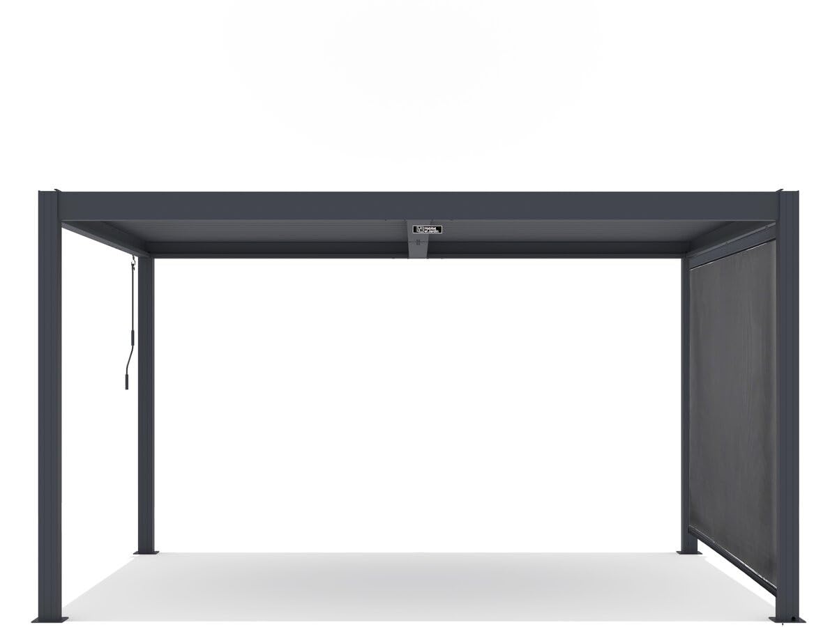 Pergola bioclimatique avec LED et Store en Aluminium Windsor Premium - 3 x 4 m - Gris