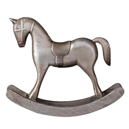 Joygoodta gunghäst dekor vintage trä gunghäst staty för kontor hem bord bordsuppsats hylla prydnad 23 x 19 x 5,3 cm
