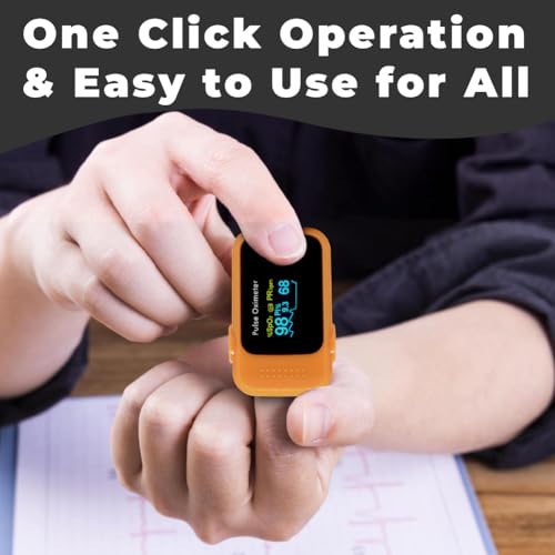 Image of Healthshine Adult Pulse Oximeter Fingertip | SpO2 & Pulse Rate Measurement for Adults, Men & Women | OLED Display, Low Battery Indicators, One-Button Operation, Auto Off | Durable & Accurate - Orange