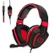 2017 New Updated SADES Spirit Wolf 7.1 Surround Stereo Sound USB Computer Gaming Headset with Microphone,Over-the-Ear Noise Isolating,Breathing LED Light For PC Gamers (Black Red)