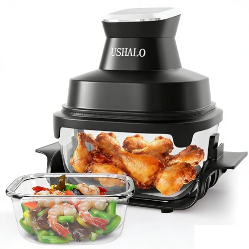 Image of 4.4QT Glass Air Fryer Non-Toxic, 4 Presets & Manual Control, 180-400℉ Precise Heat Smart Air Fryer Oven, Auto-Pause & Resume, Microwave & Dishwasher Safe Dual Glass Container