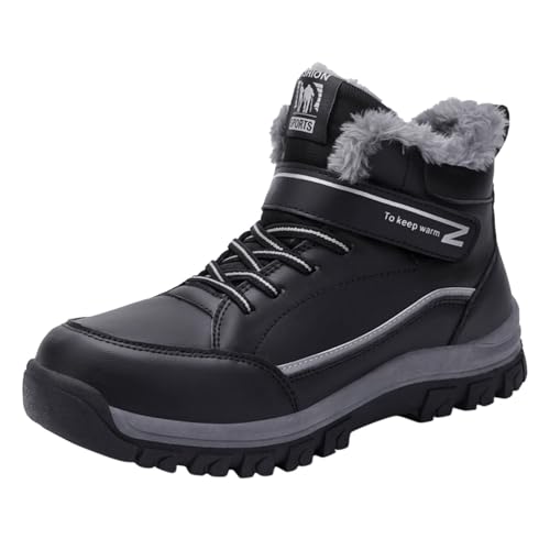 ZDLJYL Men's Warm Snow Boots, Fur Lined Waterproof Winter Shoes, Anti-Slip Lightweight Ankle Boot Casual Outdoor Hiking Boots