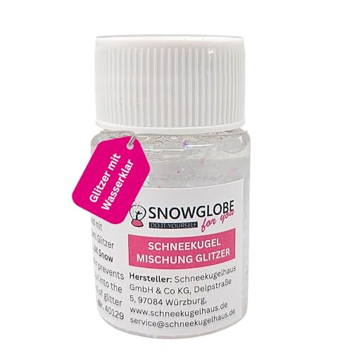 Fertigmischung mit Wasserklar und Glitzer | für Bastelset DIY Schneekugel Do it yourself | 15 ml Inhalt | 40129