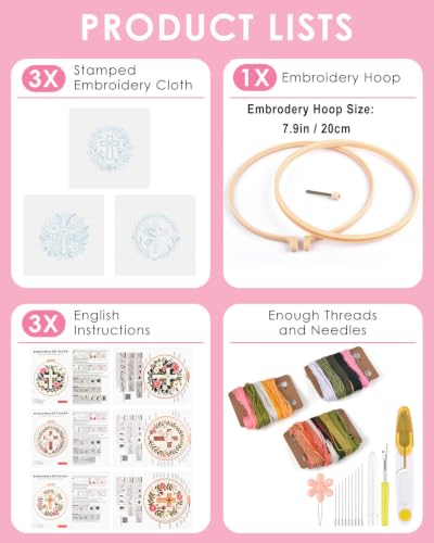 Image of TINDTOP Embroidery Kit for Adult, Embroidery DIY Starter Kit