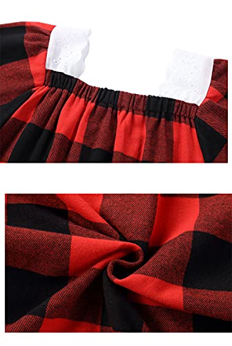 Girls' Flannel Classic Plaid Pajamas with Long Sleeve Nightgown Sleepwear Dress 3-13Years3