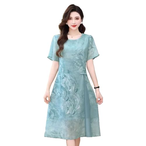 Robe d'été midi en soie fluide imprimée chic pour femme