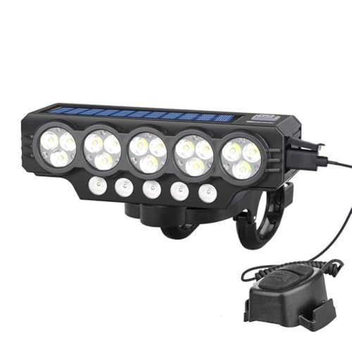Luz solar para bicicleta con bocina recargable y faro delantero impermeable
