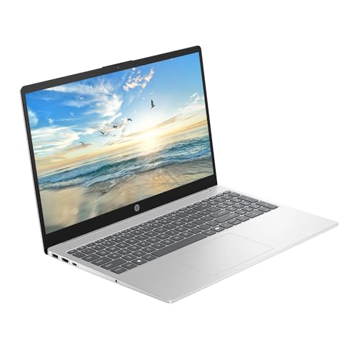 Image of HP 15.6 inch Business Laptop with 1-Year Microsoft Office 365, 4GB RAM 128GB SSD, Quad-Cores Intel Processor, Windows 11, PLUSERA Earphones & 8-in-1 Hub Included, Natural Silver