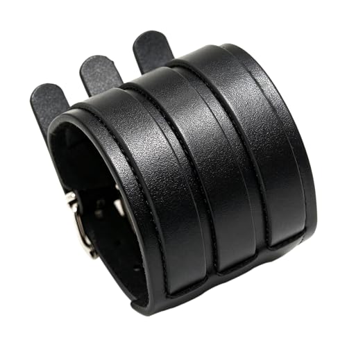 Image of Punk Belt Buckle Bracelet Wide Leather Wristband Adjustable Arm Cuff Bracelet