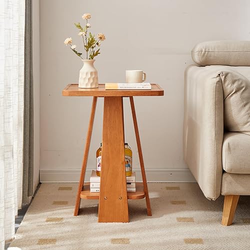 Table basse salon bois massif carrée petit espace avec rangement