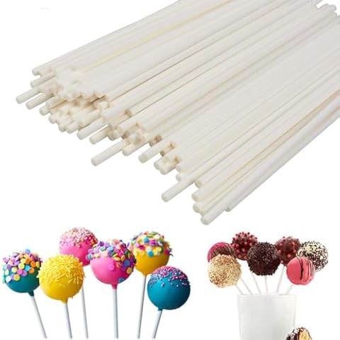 COOLAKE Lollipop Sticks Cake Pop Sticks 100 Pack 6 Inch Candy Making Sucker Sticks for Cake Topper, DIY Homemade Fruit Candy, Chocolate Cover
