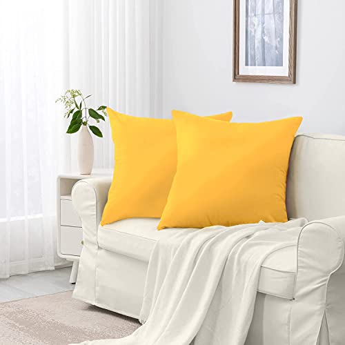 Treely Cotton Throw Pillow Covers Set Of 2 Decorative Cushion Covers 18"X18" For Bench Couch Sofa Bed, Yellow #TOP4