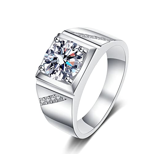 Bague argent 925 homme moissanite un anneau géométrique anti-ternissement