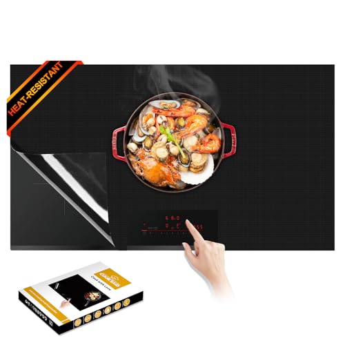 Cook's Aid Newly-Upgraded Silicone Induction Cooktop Protector Cover Stove Mat 21.2' x 35.4' (Magnetic) | 300°C (572°F) Heat-Resistant | Power Boost Compatible | Prevents Pot Sliding & Scratches (2)