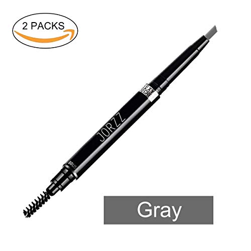 Eyebrow Pencil with Brow Brush，Waterproof and Retractable Makeup Brow Liner,Brow Defining Kir for Girls and Women, Gray