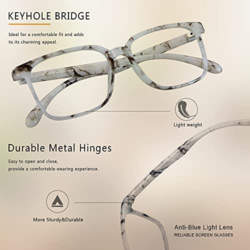 Image of Blue Light Blocking Glasses 3 Pack Square Frame Computer Gaming Reading Glasses Men Women Anti Eyestrain