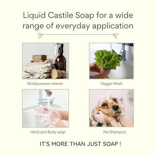 Image of Claya Pink Grapefruit Liquid Castile Soap - Organic Ingredients, Biodegradable, Citrusy Fresh Scent, Gentle for Skin and Multi-Purpose Use (2 Pack of 16 fl oz (Disc Cap))