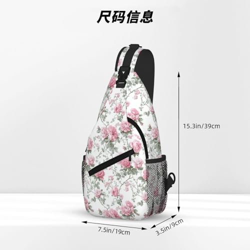 Image of SUPLUCHOM Sling Bag Vintage Floral Hiking Daypack Crossbody Shoulder Backpack Travel Chest Pack for Men Women