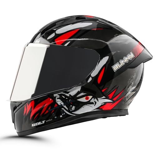 Image of Vega Bolt Bunny Premium Smart Bluetooth Full-Face Helmet - Advanced Safety, Shockproof, Aerodynamic, Comfortable Black RED L