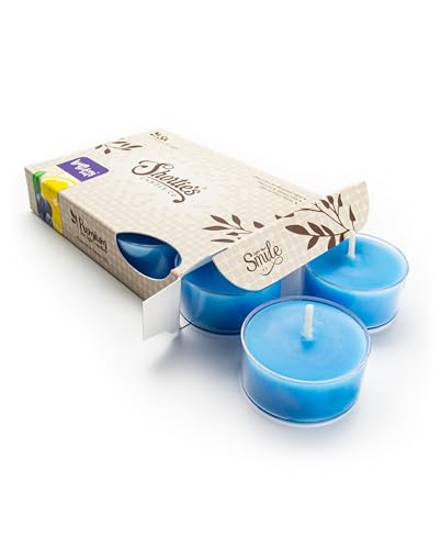 Lemon Blueberry Twist Blue Tea Light Candles 6 Pack - Highly Scented, Hand Poured, Clean Burning - Clear Container for Beautiful Candlelight - Fruit Tealights Collection