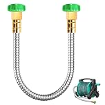 Short Garden Hose Extender, 2FT Stainless Steel Small Leader Hose with Female to Female Connector, Outdoor Flexible Water Hose