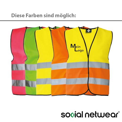 Warnweste/Sicherheitsweste in verschiedenen Farben - personalisiert | IHR Logo - IHR Text | farbig bedruckbar mit Text und/oder Logo | mit Reflex-Leuchtstreifen