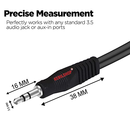 Image of Aux Cable, 3.5mm Male to Male Stereo Aux Cord Compatible with Headphone, MobilePhone, Car Stereo, Home Theatre & More,Black,1pc Pack. (15 METER)